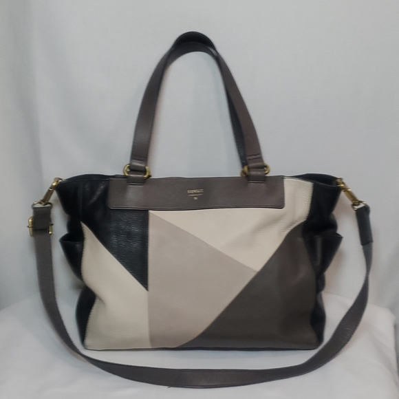 Fossil Handbags - Fossil Large Color Block Leather Tote Crossbody